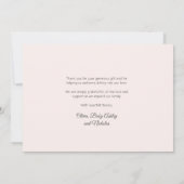 Modern Roos Gold Script Baby Foto Dank je kaart (Achterkant)