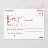 Modern Roos Gold Script Foto bruiloft Dank u Briefkaart (Achterkant)