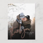 Modern Roos Gold Script Foto bruiloft Dank u Briefkaart (Voorkant)