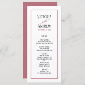 Modern Roos Gold Script minimal bruiloft Menu (Voorkant / Achterkant)