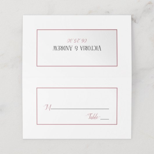 Modern Roos Gold Script minimal bruiloft Plaatskaartje (Buitenkant ongevouwen)