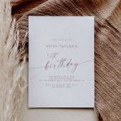Modern Roos Gold Script Minimal Pink 50th Birthday Kaart