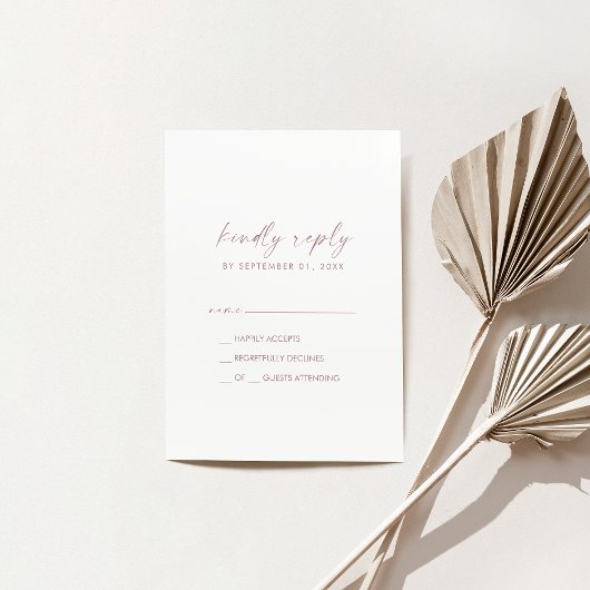 Modern Roos Gold Script Minimal Simple RSVP Card Kaartje