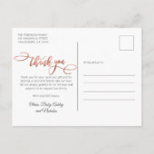 Modern Roos Gold Script Nieuwe Baby foto dank u Briefkaart (Achterkant)