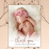 Modern Roos Gold Script Overlay tekst Baby Foto Bedankkaart