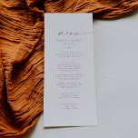 Modern Roos Gold Script Weddenrenmenu Menu<br><div class="desc">Deze moderne roos gouden script huwelijksmenukaart is perfect voor een minimalistische bruiloft. Het eenvoudige, roze roze roze goudkleurontwerp is voorzien van een unieke industriële lettertypografie met een moderne boho-stijl. in elke kleur. Houd het ontwerp minimaal en elegant, zoals het is, of personaliseer het door uw eigen grafiek en kunstwerk toe...</div>