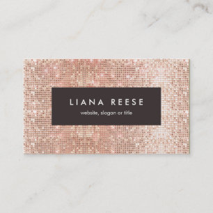 Modern Roos Gold Sequin Beauty Salon Brown Plaque Visitekaartje