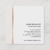Modern Roos Gold Sequin Beauty Salon Foto Vierkante Visitekaartje (Achterkant)