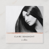 Modern Roos Gold Sequin Beauty Salon Foto Vierkante Visitekaartje (Voorkant)