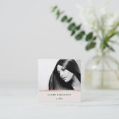 Modern Roos Gold Sequin Beauty Salon Foto Vierkante Visitekaartje (Staand voorkant)