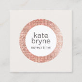 Modern Roos Gold Sequin Cosmetoloog Beauty Salon Vierkante Visitekaartje (Voorkant)