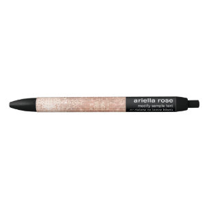Modern Roos Gold Sequin gepersonaliseerde naam Zwarte Inkt Pen