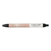 Modern Roos Gold Sequin gepersonaliseerde naam Zwarte Inkt Pen (Voorkant)