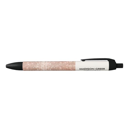Modern Roos Gold Sequin gepersonaliseerde naam Zwarte Inkt Pen (Bovenkant)