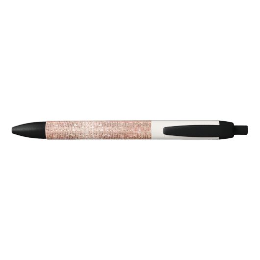 Modern Roos Gold Sequin gepersonaliseerde naam Zwarte Inkt Pen (Achterkant)