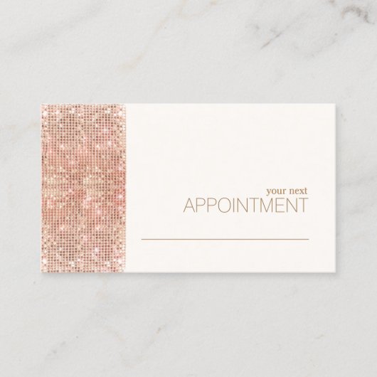 Modern Roos Gold Sequins Salon Afspraakkaart Afsprakenkaartje (Voorkant)