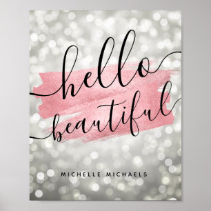 Modern Roos Gold Silver Licht "Hallo mooi" Poster