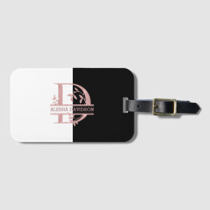 Modern Roos Gold Split Custom Monogram A, B, C, D Bagagelabel