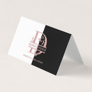 Modern Roos Gold Split Custom Monogram A, B, C, D Visitekaartje