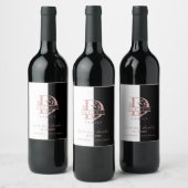 Modern Roos Gold Split Custom Monogram A, B, C, D Wijn Etiket (Flessen)