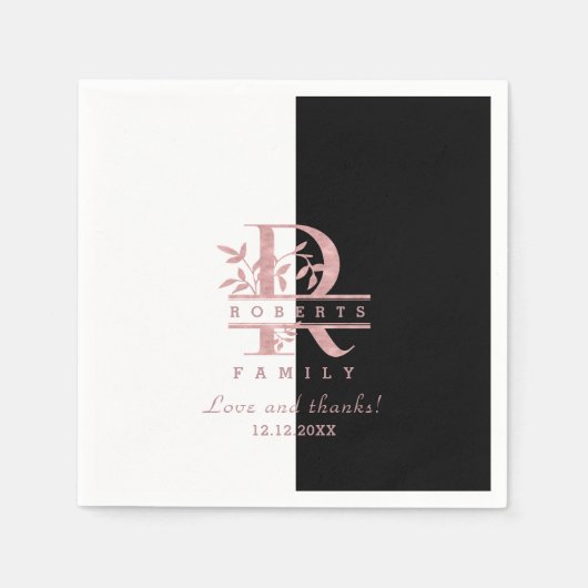 Modern Roos Gold Split Custom Monogram R Servet (Voorkant)