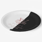 Modern Roos Gold Split Custom Monogram V Papieren Bordje (Gekanteld)