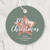 Modern Roos Gold Star Sage Green Christmas Bedankjes Labels (Voorkant)