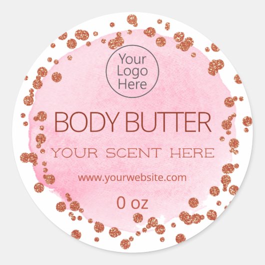 Modern Roos Gold Stippen Body Butter Logo Labels (Voorkant)