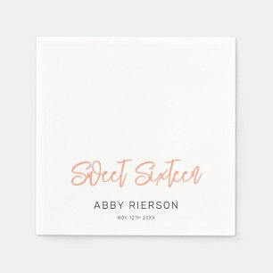 Modern Roos Gold Sweet Sixteen Aangepaste naam Servet