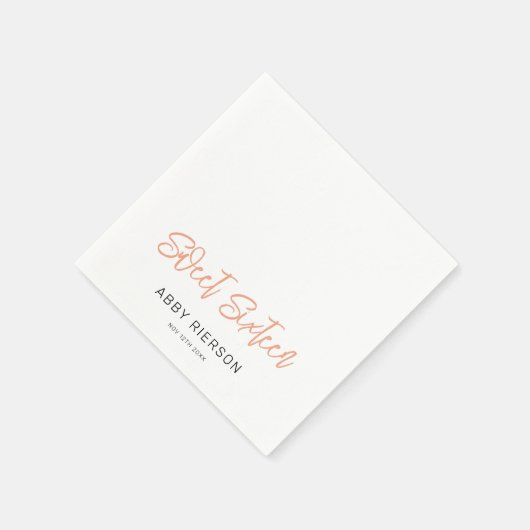 Modern Roos Gold Sweet Sixteen Aangepaste naam Servet (Hoek)