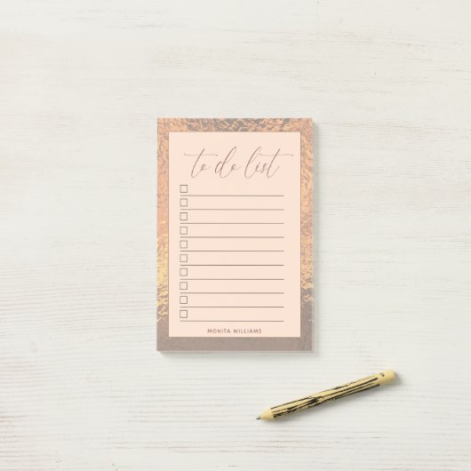 Modern Roos Gold to Do Lijst Gepersonaliseerd Post-it® Notes (Op bureau)