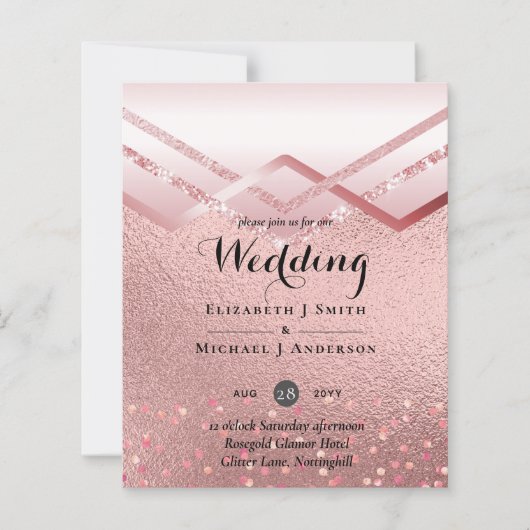 Modern Roos Gold Trendy budget Weddenschap (Voorkant)