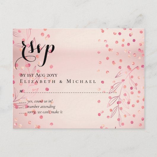 Modern Roos Gold Trendy budget Weddenschap Briefkaart (Voorkant)