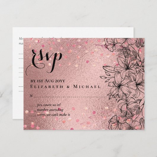 Modern Roos Gold Trendy budget Weddenschap Briefkaart (Voorkant / Achterkant)