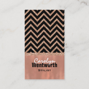 Modern Roos Gold Trendy Chevron Visitekaartje