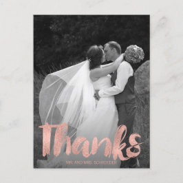 Modern Roos Gold Wedding Bedankt Foto Briefkaart