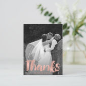 Modern Roos Gold Wedding Bedankt Foto Briefkaart (Staand voorkant)
