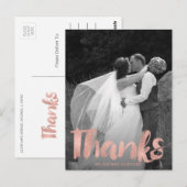 Modern Roos Gold Wedding Bedankt Foto Briefkaart (Voorkant / Achterkant)