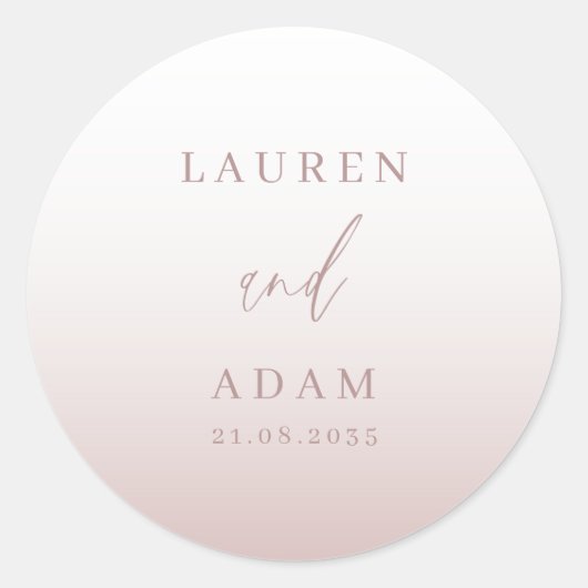 Modern Roos Gold Wedding Monogram Ronde Sticker (Voorkant)