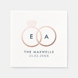 Modern Roos Gold Wedding Rings Cocktail Napkin Servet
