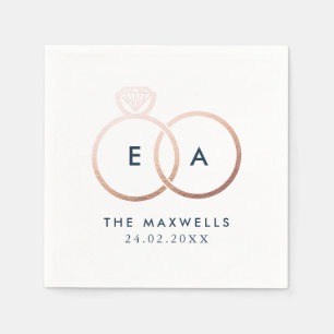 Modern Roos Gold Wedding Rings Cocktail Napkin Servet