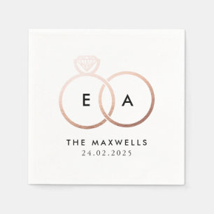 Modern Roos Gold Wedding Rings Cocktail Napkin Servetten