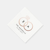 Modern Roos Gold Wedding Rings Cocktail Napkin Servetten (Hoek)