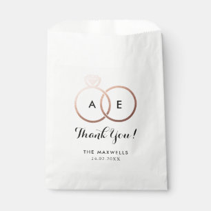 Modern Roos Gold Wedding Rings Favor Bag Bedankzakje
