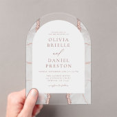 Modern Roos Gold White Agaat Huwelijk Elegant Acryl Uitnodigingen (Insitu (Draagbaar))