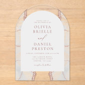 Modern Roos Gold White Agaat Huwelijk Elegant Acryl Uitnodigingen (Voorkant)