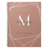 Modern Roos Gold White Monogram Name Script Notitieboek (Voorkant)
