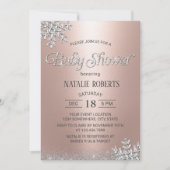 Modern Roos Gold Winter Snowflakes Baby shower Kaart (Voorkant)