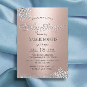 Modern Roos Gold Winter Snowflakes Baby shower Kaart
