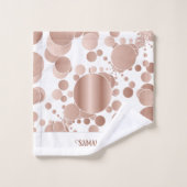 Modern Roos Goud Abstract Polka Dots Wit Bad Handdoek (Wasdoekje)